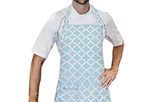 LessMo Cooking Apron, Kitchen Apron with 3 Pockets, BBQ Apron with Adjustable Neck Strap for Home, Restaurant, Craft, Garden, Coffee House, Apron for Men Women, 100% Cotton