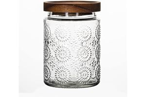 HolaJia Barattoli vetro con coperchio, 700ml Barattolo vetro con coperchio in Bamboo, Barattoli vetro ermetici, Contenitori sale zucchero caffè, Barattoli cucina di design (fuochi d'artificio)