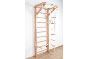 SPORTBABY Espaldera de Madera Sport-2-220 Escalera Sueca para Niños y Adultos, Juego y Fitness en Casa, Letvenik de Entrenamiento Montado en Pared
