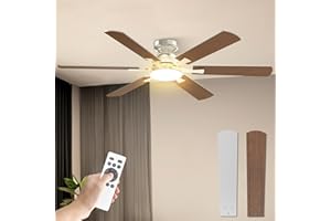 ‎MEFINE Mefine Deckenventilator mit Beleuchtung Leise, 132cm Große Deckenventilator mit Licht und Fernbedienung, LED Lampe Ventilator mit Umkehrbarer DC Motor für Schlafzimmer (Deckennahmontage-6 Flügel)