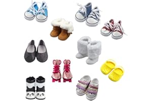 10 Pares de Zapatos para Muñecas de 18 Pulgadas, BOSOIRSOU 7cm Botas Zapatos de Danza Sandalias Zapatos Casuales Zapatos de Lona Aptos para Muñecas American Girl de 45cm Accesorios