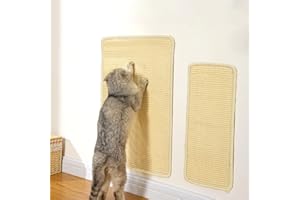BIQIQI 2PCS Cat Scratching Mat, 60x40cm and 50x25cm, Non-Slip Rugged Natural Sisal Mat, Protect Carpets and Sofas