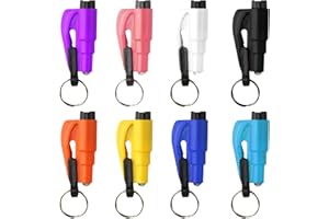 QiXinGYL Lot de 8 outils de sauvetage 2-en-1, marteau d'urgence pour voiture avec coupe-ceinture, marteau de secours pour vitre de fenêtre, briseur de vitre de voiture, destructeur de pare-brise