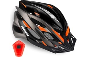 Shinmax Casque Velo Homme Femme Casque Vélo avec LED Lampe de Sécurité Protection Casque VTT et VTC avec Visière Amovible pour Adultes Casque Cyclisme pour Montagne Route Réglable Taille 57-62 cm