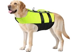 NAMSAN Hundeschwimmwesten Schwimmweste für Hund Tragbar Aufblasbar Rettungswesten für Kleine/Mitte/Groß Hunde, Grün-L