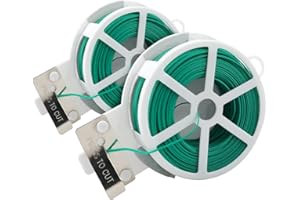 KINGLAKE 2rolle 50M Pflanzen bindedraht dünn ummantelt gartendraht weich blumendraht Pflanzendraht rankhilfe mit Schneide für den Garten Bündeln von Pflanzen，grün