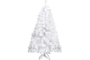 Prextex Árbol de Navidad de 120 cm – Abeto Navidad Artificial de 320 Puntas, Articulado – Árbol de Navidad Frondoso Blanco, Ligero y Fácil de Montar con Base Metálica