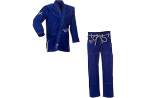Ju-Sports BJJ Gi Herren Pearl Competition superlight blau - Superleichter Brazilian Jujutsu Anzug mit kontrastierenden Nähten & Stickverzierungen, 100% Baumwolle