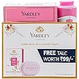Yardley London English Rose Luxury Soap for Women, 100g (Pack of 4) + Yardley London English Rose Perfumed Talc for Women, 100g
