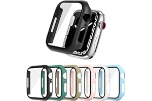DULIPING 6-Pack Screen Protector for Apple Watch Series 9/8/7 41mm, Hard PC Case with Tempered Glass All-Around Protective Cover Compatible with iWatch Series 9/8/7 41mm Accessories