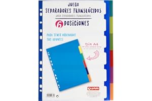 Grafoplás 41260400. Juego de Separadores de Colores para Archivadores y Carpetas, 6 Posiciones, Tamaño A4