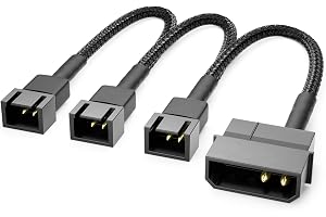 deleyCON 20cm 4-Pin Molex 5V till 3x3-Pin Fläktkabel - Fläktadapter Fläktkabel för Processor- och Chassifläktar - Förlängning