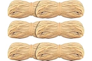RUIKCOLL 6 Stück 50 g Bast Raffia, Naturbast zum Basteln, Natur Raffiabast, Weben und Gärtnern, Wird zur Dekoration von Geschenken und Kartonverpackungen verwendet