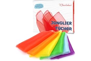 Kleintober Premium Juggling Cloths, Colourful Chiffon Cloths, with Instructions for 5 Games, Dance Cloths, Game for Indoor and Outdoor Use, Sensory Toy, Play Towels