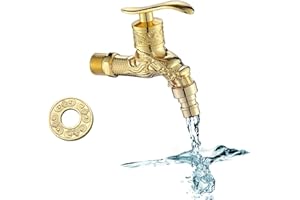 MANQYI Grifo vintage de latón montado en la pared con dragón tallado para lavadora, jardín, hogar, cocina, baño