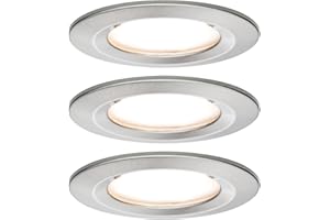 Paulmann 93873 Kit encastrés Premium Coin Slim, rond, fixe LED 3x6,8W, 2700K, 230V, 51mm, Acier brossé/Alu