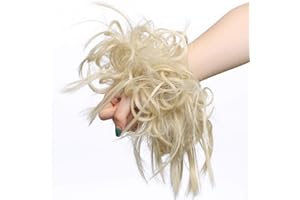 SEGO Moños Postizos Voluminosos Rizados Pelo Sintético Como Natural [Blanqueador Rubio] Recogido Coletero Extensiones de Cabello Coleta Postiza Elegante para Mujer Boda (45g)