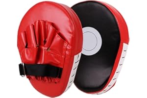AMZLORD Objetivo de Mano de Boxeo Curvo Cuero de PU Objetivo de Mano de 5 Dedos Manoplas de perforación Curvas Transpirables Almohadilla de Enfoque de Boxeo para Entrenamiento de Artes Marci