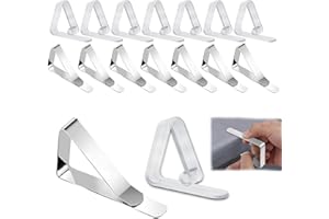 HSYTEK 16 mollette per tovaglia, trasparenti e in acciaio inox, per esterni, per picnic, matrimoni, feste, cucina e ristoranti