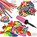 Produktbild POAO 190 Stücke Luftballons,Sortierte Farben Modellierballons Party Ballons und 1 Ballonpumpe und 1 Rolle des Bandes, für Geburtstagsfeiern, Party, Hochzeitsfeiern (3style, Multicolor)