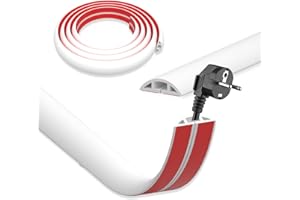 DIKARIYA Canaleta Cables Suelo Blanco, 3cmx3m Canaletas para Cables, PVC Pasacables Suelo, Protector de Cables para Suelo, Salva Cables Suelo Autoadhesiva para Hogar, Oficina, Escuela, Almacén