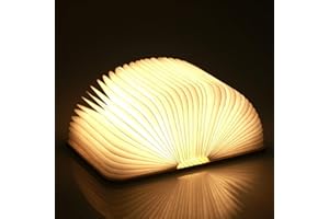 ‎YUANJ YUANJ Hölzerne Faltende Buchlampe, Magnetisches LED Buchlampen, Dekorative Lichter/Nachtlicht, USB Aufladbare Schreibtisch Lampe, ldeal Geschenk für Frauen/Eltern/Kinder (Weißer Ahorn, 9*12*2.5 cm)