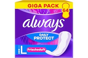 ‎ALWAYS Always Daily Protect Slipeinlagen Damen Long (64 Binden), Gigapack, mit frischem Duft, passend für alle Slipformen, atmungsaktiv, flexibel
