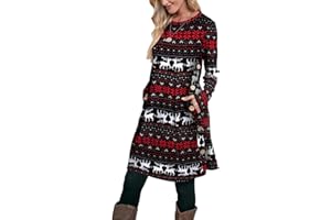 Aokosor Jumper Dress for Women Long Sleeve Dress Ladies Button Tunic Dress with Pockets