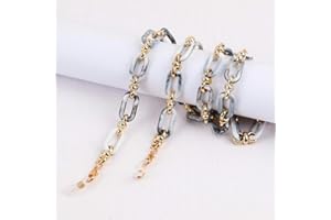 QQLADY Catena con Bottoni in Acrilico Color Ambra Catena per Occhiali da Vista Maschera Anti-smarrimento Occhiali da Sole appesi Cordini Tenere la Collana con la Corda