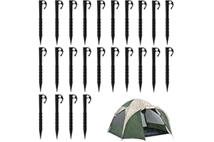 COGNITIVEX 24pcs Plastic Tent Pegs Ground Pegs Heavy Duty Awning Pegs Hard Ground Tent Pegs Heavy Duty Plastic Camping Pegs for Fixing Tent Tarps Awning Mat Outdoor Camping Beach Garden Lawn Accessories (Black)