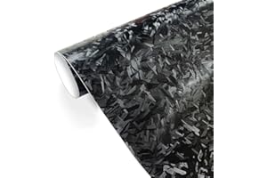 CompraFun Vinilo Fibra Carbono Forjado, 30 x 150CM Vinilo Coche Autoadhesivo Impermeable sin Burbujas, Pegatina Coche Decoración Interior y Exterior, para Coche/Moto/Bicicleta (Negro)