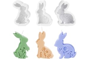 ‎TREABEAR 3PCS Silikonformen Osterhasen TREABEAR, Silikonformen Gießformen Osterhase Mit Blumentextur, Silikonform Frühling Hase, Kerzen Formen Silikon Hasen, Gießformen Silikon Osterhasen Für Kerzenherstellung