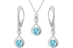 PANDA LUXURY JEWELLERY Schmuckset für Damen Unendlichkeit Ohrringe Silber 925 Hängend Kette Damen mit Anhänger Schmuck Set für Sie mit Kristallen Infinity Ohrringe Hängend und Halskette Mädchen Geschenk Handmade: ohrringe