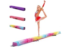 Dripex Kids Balance Beam - 210cm Portable Folding Balance Beam with Carry Handles, High Density EVA Faux Suede Gymnastics Beam for Home Gym Exercise
