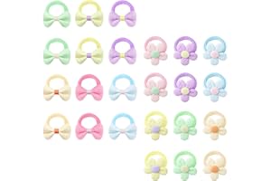 SUBTAVIK 24 Stück Baby-Haargummis, weiche Haargummis für Mädchen, süße Kinder-Haarbänder, süßes Pferdeschwanz-Haargummi mit Schleife und Blume, Baby-Haar-Accessoires für Mädchen, Kleinkinder