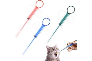 Fozuanei 3 Pieces Pet Pill Plunger Dispenser, Small Cat Dog Pill Gun Shooter, Soft Tip Animal Feeder Pusher, Feeding Accessories for Cats Dogs (Red, Green, Blue)