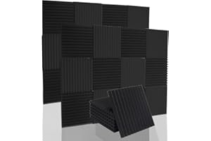 WARMIEHOMY 12 Pcs Sound Proofing Panels Acoustic Foam Panels - 12" X 12" X 1" Soundproofing Studio Foam Panels For Studio KTV Soundproof Treatment Paint Pads Fireproof Paper Wall Sticker 12" X 12" X 1" Black