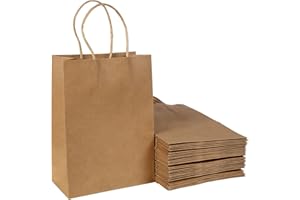 HCYW 30 Pack Brown Paper Bags with Twist Handles, Medium Kraft Party Gift Bags, Strong Paper Carrier Bags for Sweet, Birthday, Wedding, Christmas, Halloween, Retail, Party Favor (27x21x11cm)