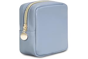 WANDERING NATURE Mała kosmetyczka do torebki, mini kosmetyczka do makijażu, mała kosmetyczka dla kobiet, mała kosmetyczka z wsuwanymi kieszeniami, ekologiczna skóra wegańska (zgłoszona do opatentowania), NIEBIESKI, S