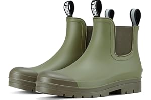 HISEA Gummistiefel Damen Kurz Regenstiefel Wasserdicht Chelsea Stiefel Gartenschuhe Anti-Rutsch Knöchel Stiefeletten mit Komfort Einlegesohle Mode Leicht Regenschuhe für den Außenbereich