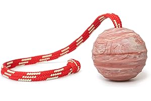 Julius-K9 Pelota IDC de Goma Natural con Cuerda, Estriado Horizontalmente, 60 mm