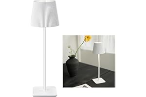 LuminexDesigns Cordless Rechargeable LED Table Lamp – 5200mAh Battery, Stepless Dimming, 3 Colour Temperatures, IP54 Water-Resistant, for Indoor & Outdoor Use – White