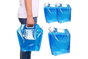 NINONLY MOAMUN 3PCS Collapsible Plastic Water Container, BPA Free Portable Water Storage Bag, Folding Car Water Carrier Tank for Outdoor Sports, Hiking, Camping Picnic, Travel BBQ (5L*2/10L*1)