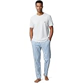 MISIRLI ORGANIC Erkek Pijama Takımı &Ccedil;izgili,%100 Pamuklu Rahat Kesim Kısa Kollu Tiş&ouml;rt Pantolon Takımı