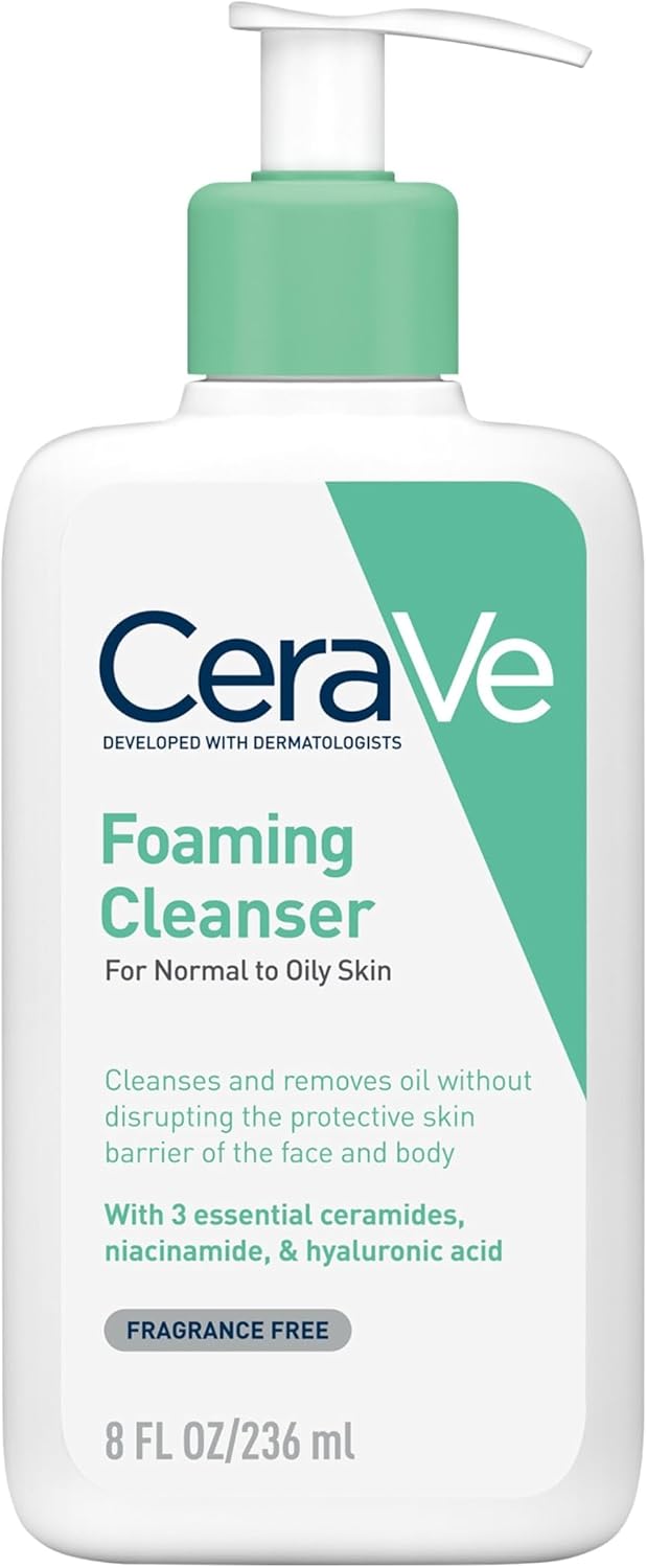 CeraVe Foaming Cleanser for Normal to Oily Skin with Niacinamide and 3 Essential Ceramides