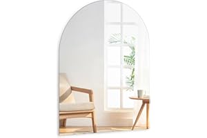 TSKDKIT Lustro ścienne 40 x 30 cm, przyklejane na ścianę, samoprzylepne, bez ramy, szklane lustra HD, do łazienki, drzwi szafy, korytarza, sypialni (łuk)