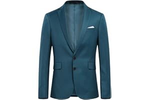 Allthemen Chaqueta de hombre de dos botones con abertura trasera de color liso para traje de negocios