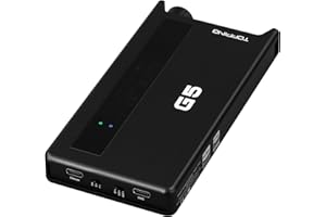FANMUSIC TOPPING G5 ES9068AS DAC Hi-Res Audio Portable DAC & Amp USB + BT + AUX Inputs USB Support Up to DSD512 & PCM768kHz 4.4mm & 3.5mm Headphone Output Portable Decoding Headphone Amplifier (Black)