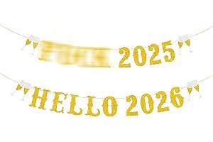 LYQAQ Happy New Year Banner,New Years Eve Decorations 2026,New Year's Banner Party Decoration,Gold Glitter 2026 Hanging Bunting Signs for New Years Eve Party,Indoor Outdoor Wall Door Decorations