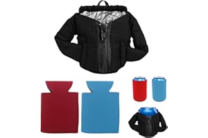 TIANNAIT 3 Pieces of Beverage Insulated Cooler, Waterproof Beer Jacket, Creative can Cup Holder, Clothes Shape Insulation Sleeve, Reusable, Suitable for Barbecue, Camping, Picnic (Black, red, Blue)
